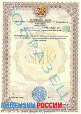 Образец сертификата соответствия (приложение) Новосибирск Сертификат ISO 13485
